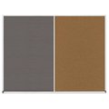 United Visual Products Single Door Radius Corkboard, 24"x36", Hea, UV7011RC-SATIN-MEDGRY UV7011RC-SATIN-MEDGRY